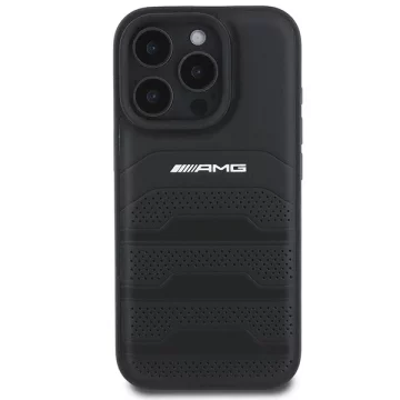 iPhone 16 Pro Max Case AMG Leather Debossed Lines Black