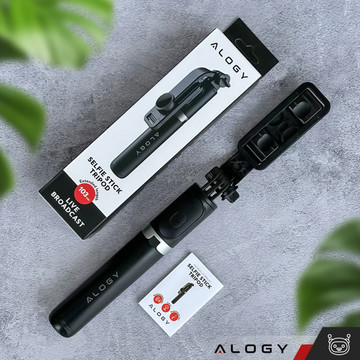 Alogy Selfie Stick Držák na telefon Foto stativ Stativ 103 cm Bluetooth dálkové ovládání černý