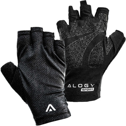 Fahrradhandschuhe M kurz fingerlos Herren Damen Unisex Sport Fahrradhandschuhe für MTB Gravel Kross Alogy Black