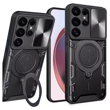 Hülle für Apple iPhone 16 gepanzertes Slide Case Ringgehäuse Kameraschutz Camshield Alogy schwarz