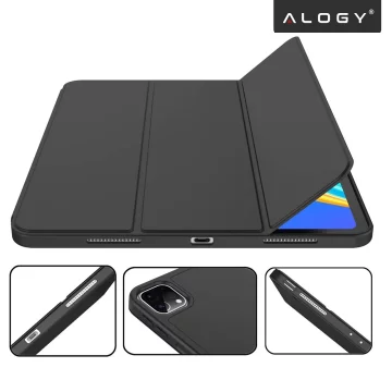 Alogy Book Cover Pencil Case Schutzhülle mit Stifthalter für Apple iPad Air 4 2020 / Air 5 2022 10,9 Zoll, Schwarz