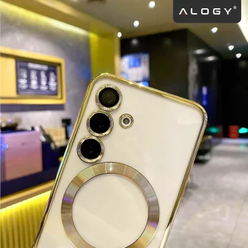 Pouzdro MagSafe pro Apple iPhone 16 Pro Max Alogy Glamour Pouzdro luxusního prstenu zlaté-průhledné