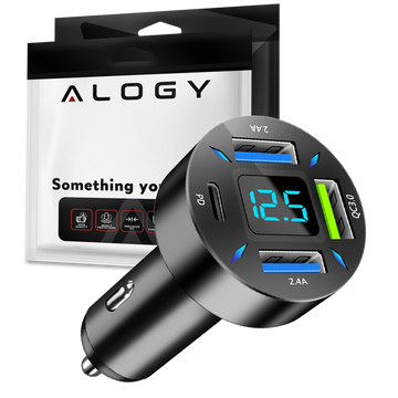 Ładowarka samochodowa Alogy Car Charger 66W 3x USB 1x USB-C Typ C Szybkie ładowanie Quick Charge QC 3.0 PD