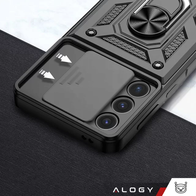 Case for Apple iPhone 16 armored Slide Case Ring camera protection housing Camshield Alogy black