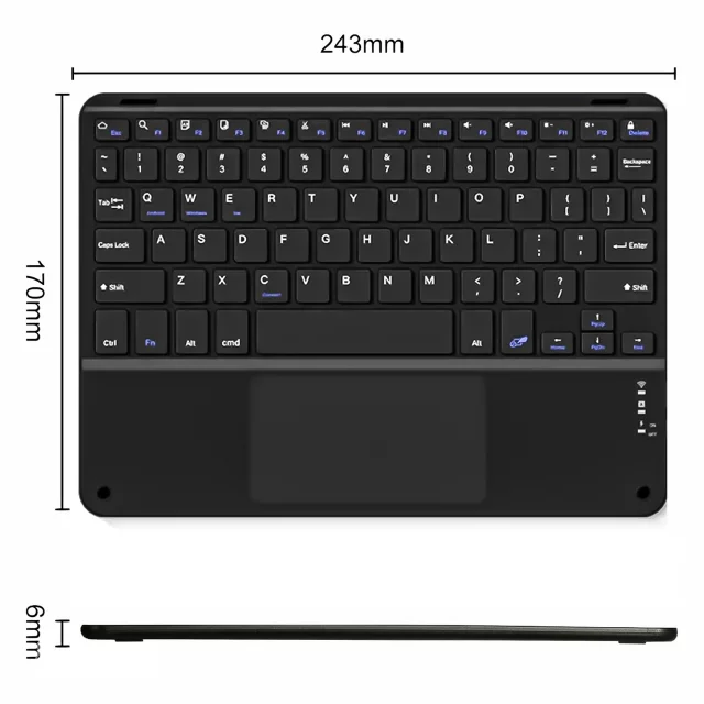 Klawiatura Bezprzewodowa z touchpadem Bluetooth touchpad do PC TV tabletu USB-C Alogy Wireless Czarna