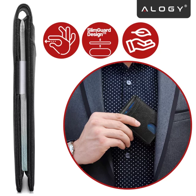 Portfel RFID Etui ochronne blokujące sygnał na karty dokumenty cienki Alogy Small męski damski Wallet Czarny