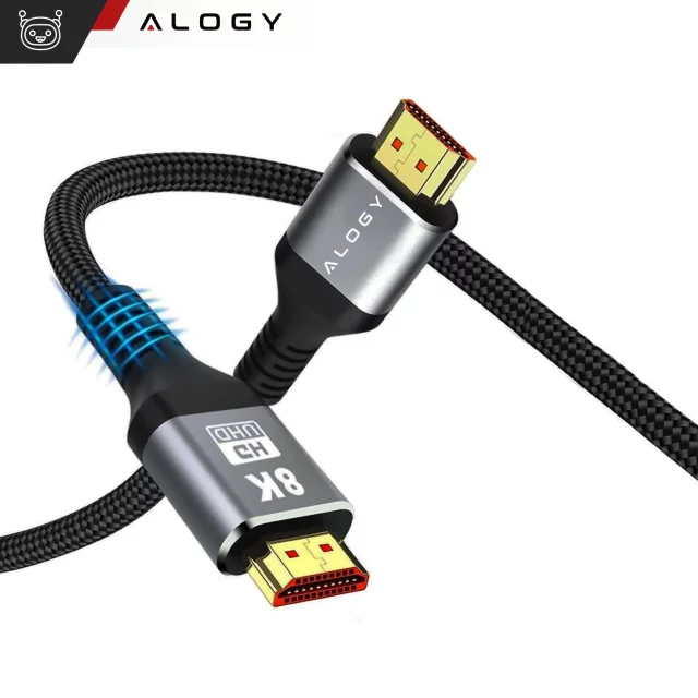 2x Kabel HDMI 2.1 Alogy 5m 4K 8K PREMIUM MIEDŹ ULTRA High Speed 60Hz 48GBps Czarny