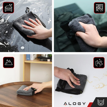 3x Cloth polishing cloth for screens microfiber 30x40 cm Double-sided velour towel for washing screens drying the car Alogy