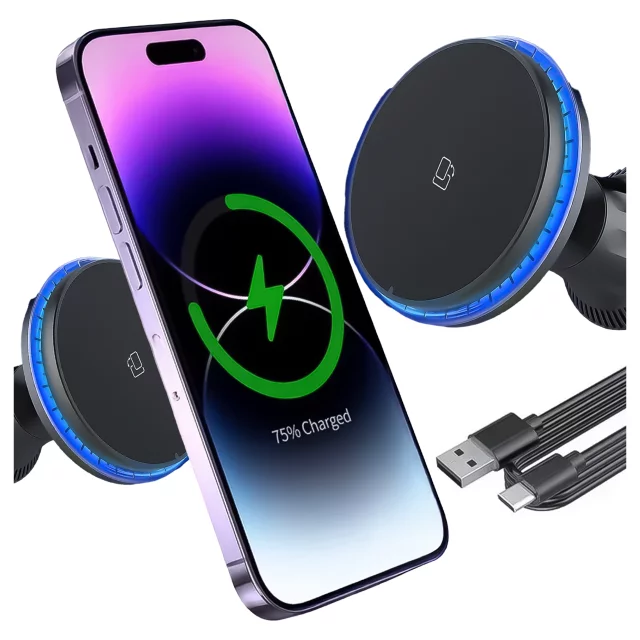 Uchwyt samochodowy Alogy Car Holder do MagSafe z ładowaniem indukcyjnym 2w1 15W do kratki Czarny