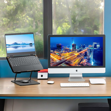 Stojanový stojan na notebook stůl 17,3" nastavitelný 360 chladící skládací hliník 25 x 21,7 cm Alogy Graphite