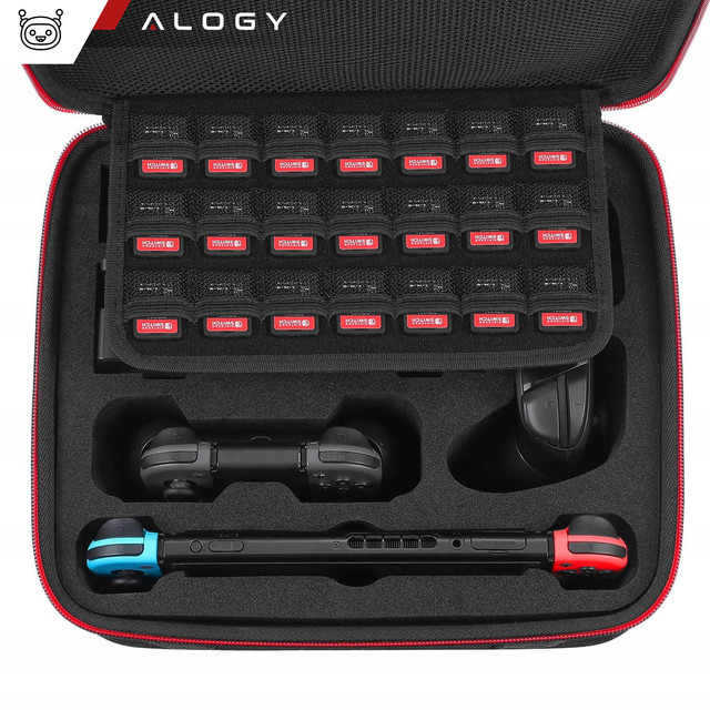 Case Suitcase Suitcase Bag for Nintendo Switch OLED Accessories 21 Games Alogy Waterproof with Strap Black