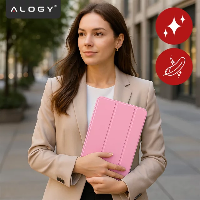 Etui do Apple iPad 11gen. 11" 2025 / 10gen. 10.9" 2022 Ochronne Hybrydowe z Miejscem na Rysik, Składana Okładka, Funkcja Podstawki, Alogy HybridBook™ Case – Różowe