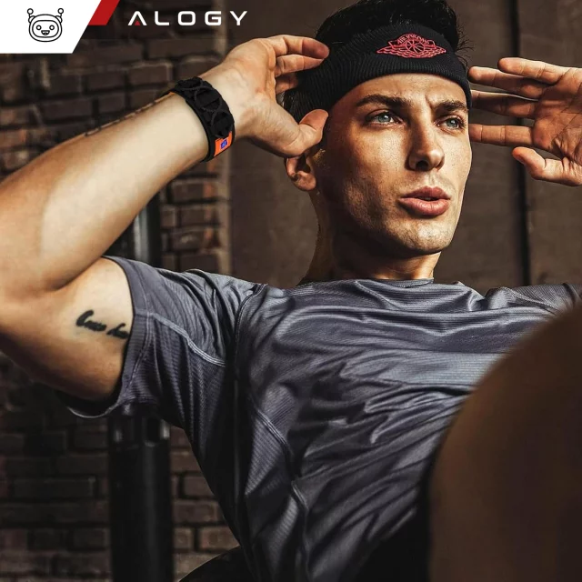 Alogy Nylonarmband mit Klettverschluss für Apple Watch 42/44/45/49 mm Schwarz