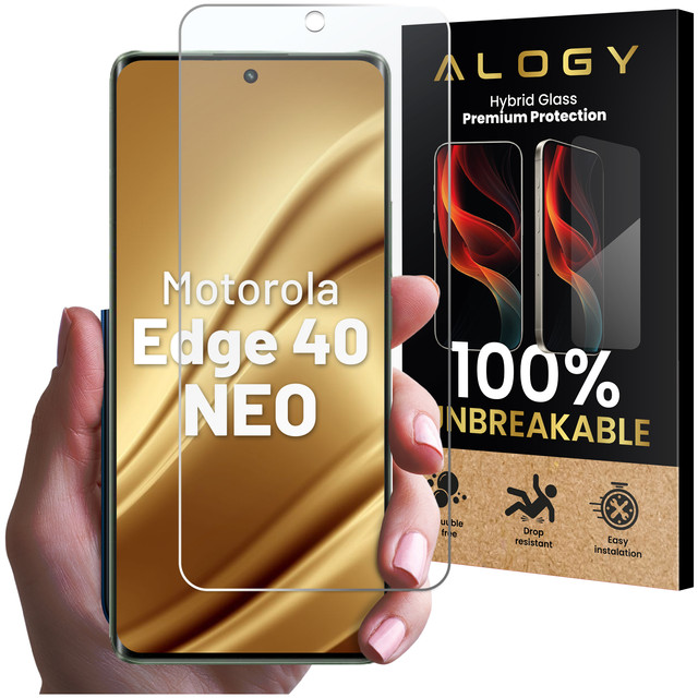 Hybrid Glass for Motorola Edge 40 Neo for Alogy Flexi Glass 9H Case Friendly Flat Screen Protector