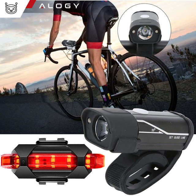 Bike Light Front Rear LED Front Rear Bike Light Lighting Waterproof IPX4 USB Bike Light Kit Alogy