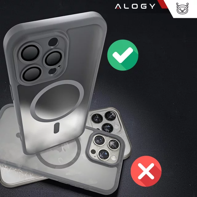 3w1 Zestaw Etui Hybrydowe + Szkło do Apple iPhone 16 Pro obudowa ochronna Hybrydowe MagSafe z ochroną obiektywu case + 2x Szkło hartowane ochronne na telefon Alogy 3in1 Case Pack Titanium Szare