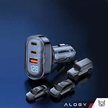 Nabíječka do auta 2x USB-C C PD 36W USB QC 3.0 LED rychlá pro telefon, výkonný 72W Alogy černá