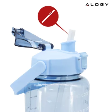 Large glass bottle water bottle drinking drinks Alogy Motivational measuring cup 1l 1000ml silicone case Olive