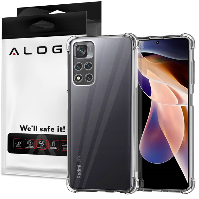ShockProof Alogy Silicone Armor Case for Xiaomi Redmi Note 11 Transparent