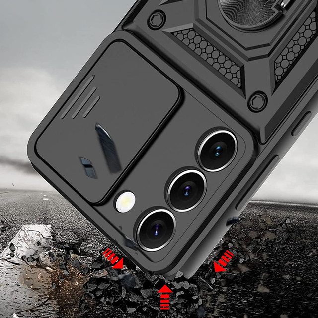 Pouzdro Alogy Camshield Stand Ring Case s krytem fotoaparátu pro Samsung Galaxy S23 Plus Armored Black
