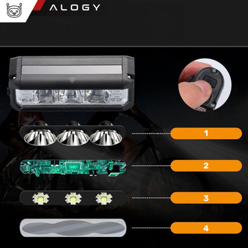 Bicycle lamp front rear LED light bicycle lighting for bicycle front rear Strong 900lm Alogy black red