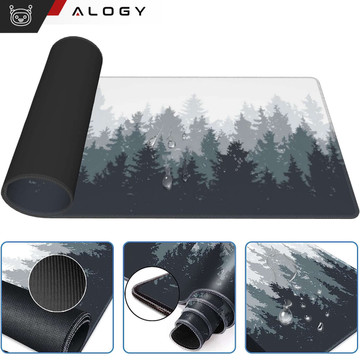 Schreibtischunterlage für Maus und Tastatur. Rutschfeste Gaming-Schutzmatte XL 80 x 40 cm Alogy Las Forest