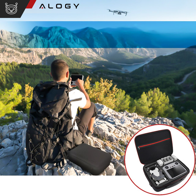 Hard Case Kufrové pouzdro pro DJI Mini 4 Pro / DJI Mini 3 Pro / Mini 3 Drone Pevné s popruhem Pevné pouzdro Alogy Black
