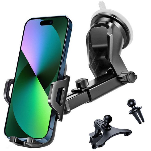 Alogy 3in1 Car Phone Holder for Window Window for Dashboard Grille Cockpit Black USB-C Cable 2.4A 1m