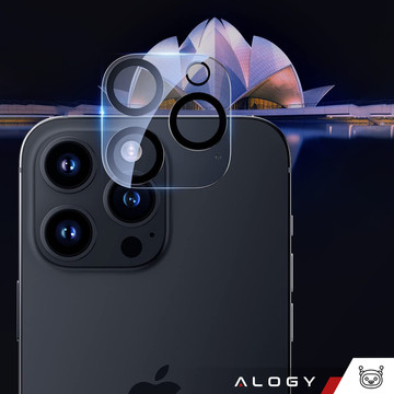 Hülle für iPhone 14 Pro Max 4er Set Brille 5in1 gepanzert 360 Alogy Hybrid 2x Bildschirmglas 2x Linse schwarz-transparent