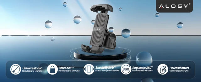 Bike Phone Holder 4.7-6.8" for Phone Bike Handlebar for Bike Motorcycle Adjustable Alogy Sport Black