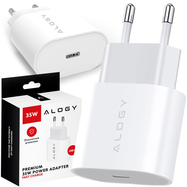 Schnelles und leistungsstarkes 35-W-USB-C-Wandladegerät USB Typ C PD GaN für iPhone Alogy White