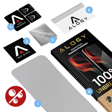 Bruchsicheres 9H-Hybridglas für Zebra TC52, vollflächig, flexibel und widerstandsfähig, Alogy FlexiGlass™ Volltransparent