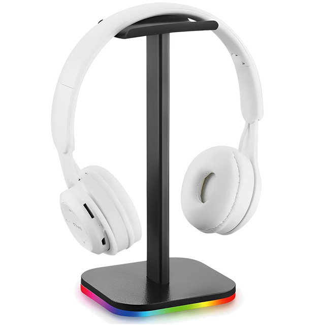 Držák na stojan na herní sluchátka s RGB LED podsvícením Černá