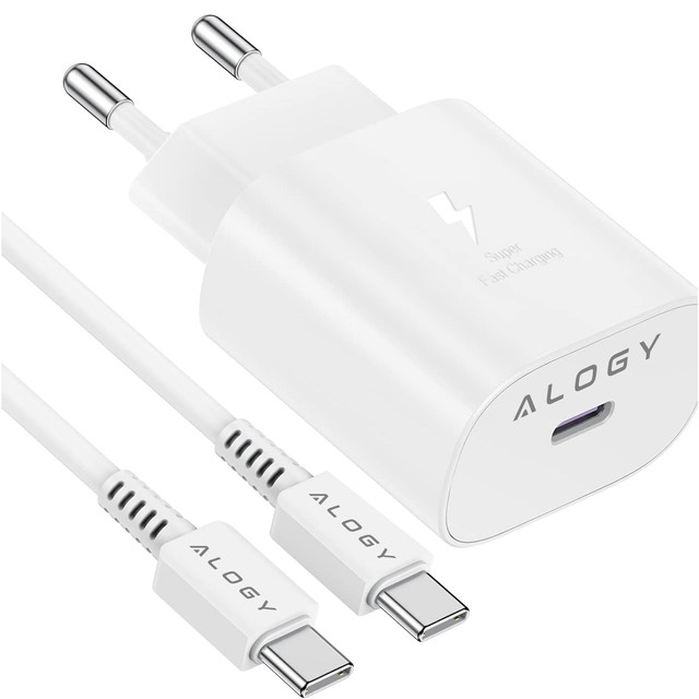 USB-C Type-C PD Premium Fast Wall Charger 45W 3A Type-C Cable 1M Alogy White