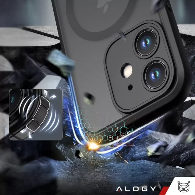 Pouzdro pro Apple iPhone 12 Alogy MagSafe Hybrid Matte Case Matný kryt s ochranou objektivu černé sklo