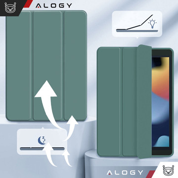 Pouzdro pro Apple iPad 10.2 9 Gen 8/7 2021/2020/2019 Smart Pencil Case Alogy TPU Kryt na tablet Zelené sklo