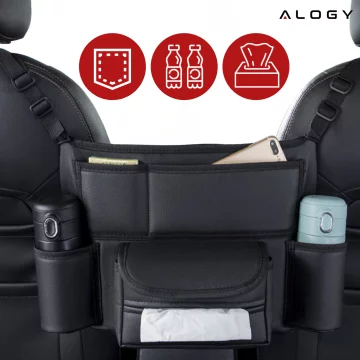 Car organizer for car between seat car seat Alogy Car drink holder tissues Black