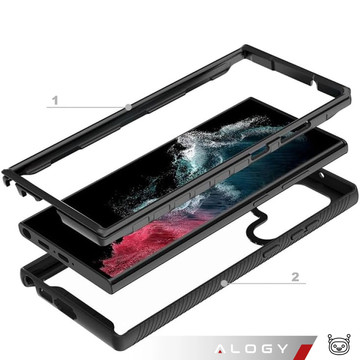 Hülle für Samsung Galaxy S24 Ultra Armored Cover Hydrogel Screen Film Case 360 Defense Pro Schwarz