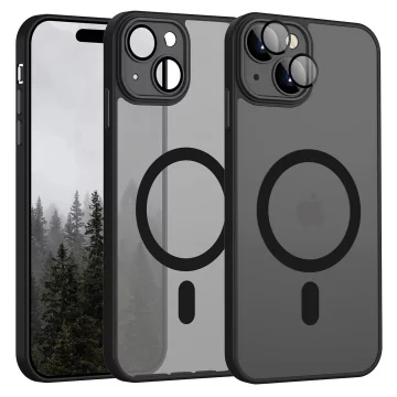 Pouzdro pro Apple iPhone 15 Plus Alogy MagSafe Hybrid Matte Case Matný kryt s ochranou objektivu černý