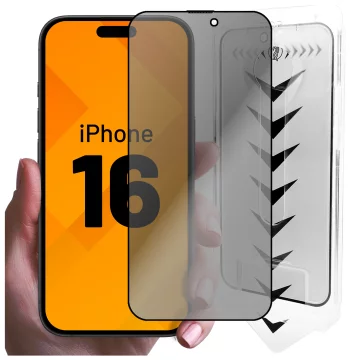 Ochranné tvrzené sklo Privacy EasyShield™️ pro Apple iPhone 16 9H s montážním rámečkem