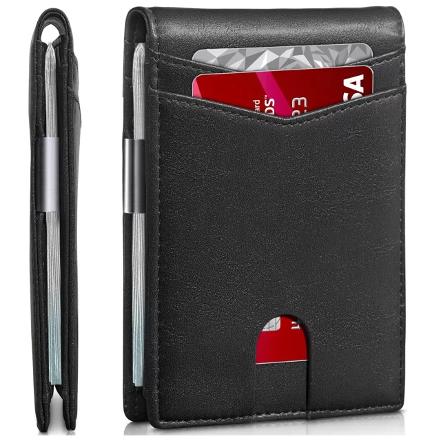 Portfel RFID Etui ochronne blokujące sygnał na karty dokumenty cienki Alogy Small męski damski Wallet Czarny