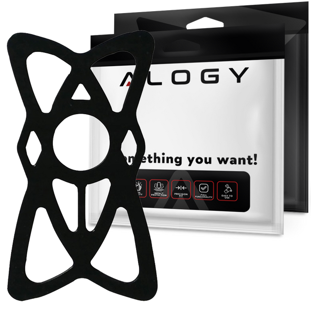 Bezpečnostní pásek Alogy TPU gumička chránící telefon 4,7"-6,7" pro držák na kolo univerzální Černá