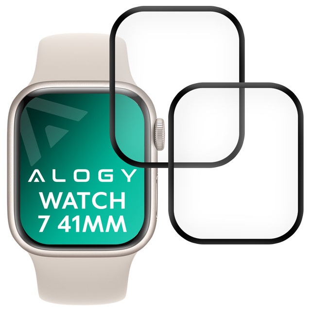 2x Alogy 3D flexibilní sklo pro Apple Watch 7 41mm černé