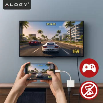 Przejściówka Lightning do HDMI i Lightning – adapter Full HD 60 Hz, łatwe podłączenie iPhone / iPad do TV lub projektora, Plug & Play – Alogy LightningHD™ Biały
