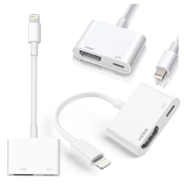 Przejściówka Lightning do HDMI i Lightning – adapter Full HD 60 Hz, łatwe podłączenie iPhone / iPad do TV lub projektora, Plug & Play – Alogy LightningHD™ Biały