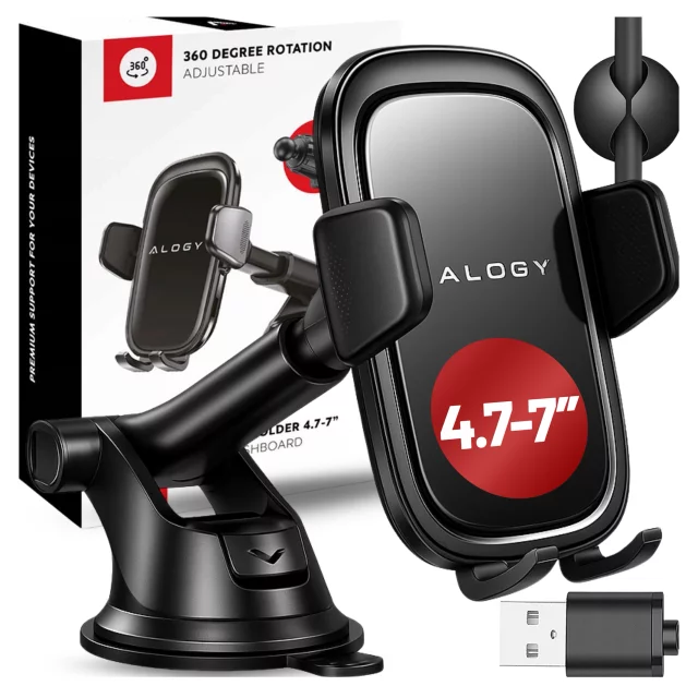 Car phone holder, window, grille, cockpit, dashboard, car, car, for 7" phone Alogy 3in1 Black Organizer