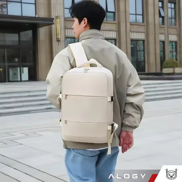 Batoh taška na notebook 15,6 palcový pánský dámský velký kufr do letadla USB unisex 42x30x10cm Alogy voděodolný černý