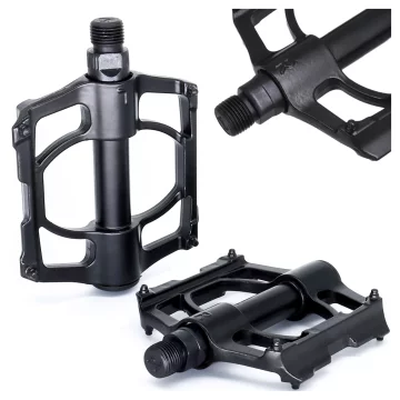Plattform-Fahrradpedale für MTB-Fahrräder, Aluminium 9/16" Schwarzes Aluminium-Set [2 Stk.]
