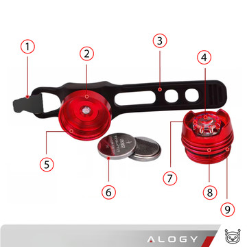 2x Bicycle rear light for the rear of the bike LED lighting rear light red waterproof set of 2 Alogy lights