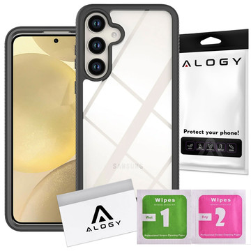 Schutzhülle für Samsung Galaxy S24, gepanzerte Abdeckung, Hydrogel-Displayschutzfolie, 360 Defense Pro Alogy, Schwarz